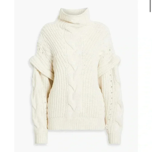 IRO PARIS NWT Yris Ecru Chunky Cable Knit Turtleneck Sweater Wool S - Picture 5 of 15